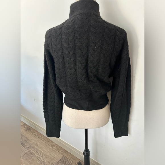 Nelly & Rose Black Cable Knit Turtleneck Sweater XL - Picture 3 of 5